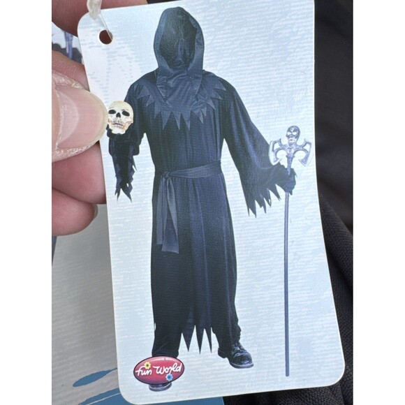 Grim Reaper Unknown Phantom Costume Adult Death Halloween One Size New Robe Mask - Picture 3 of 9